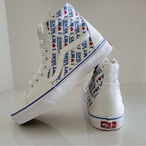 VANS SK8-Hi Top, WHITE SKATE SHOES UNISEX woman size 9 men’s size 7.5